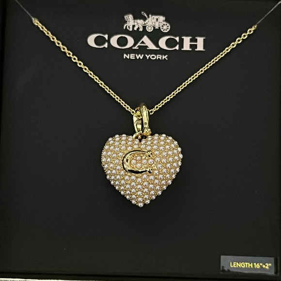 Coach gold and pearl heart locket - Picture 1 of 5